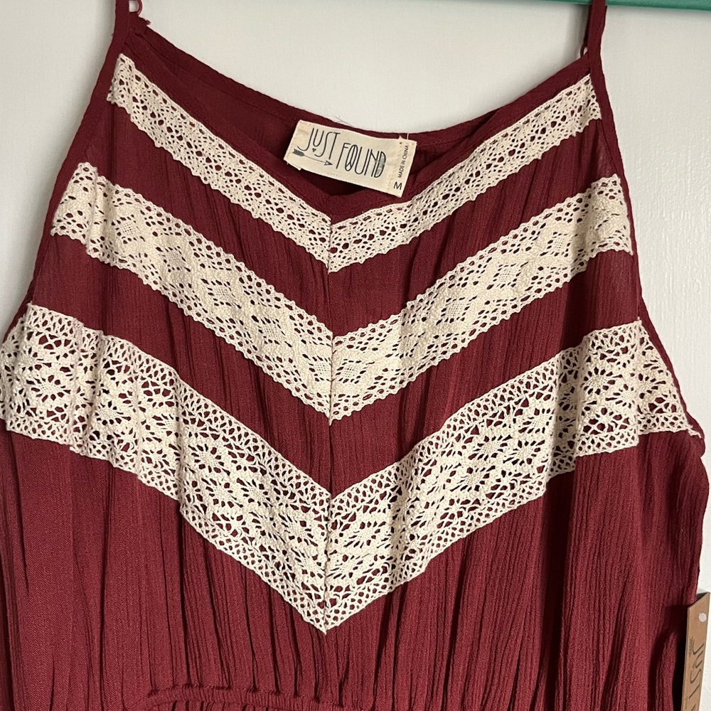 NWT Crochet Trim Maxi Dress - Rust Brick Red - Medium